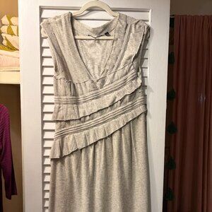 Knitted & Knotted Anthropologie Ruffle Sweater Dress • Size M • Soft Cream